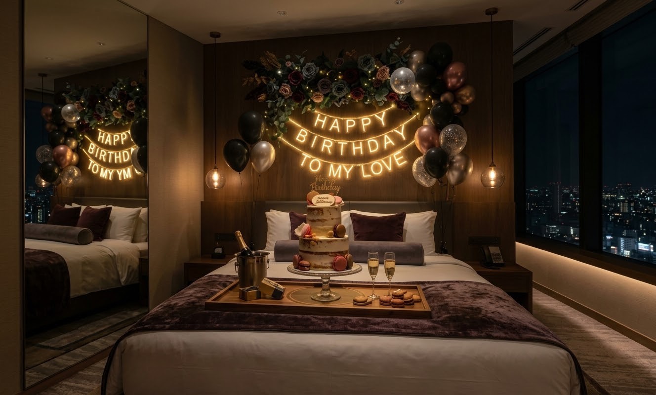 誕生日を彩るホテルルーム